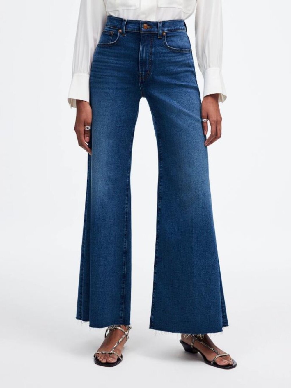 MADEWELL Women's Flared Wide-Leg Crop Jeans Size 29 in Pelion Wash